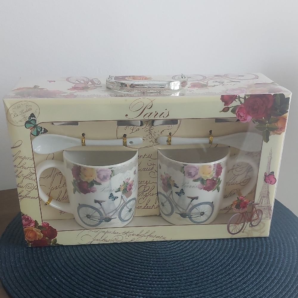 Floral Bicycle Mug Set